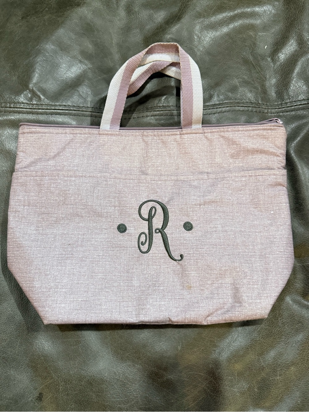 thirty-one purple Monogram Tote with Neutral Trim